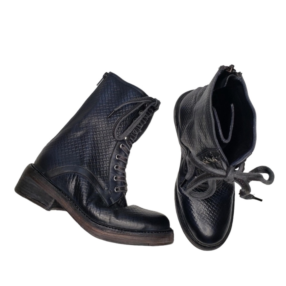 Free People | NWT NIB Leather Black Santa Fe Lace-Up Moto Combat Boot Women's 7